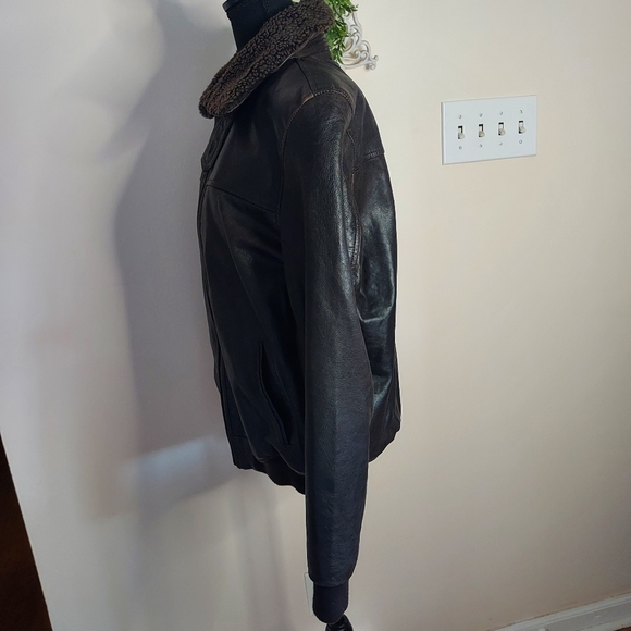 Men's Asos Bomber Leather Jacket - Picture 4 of 15